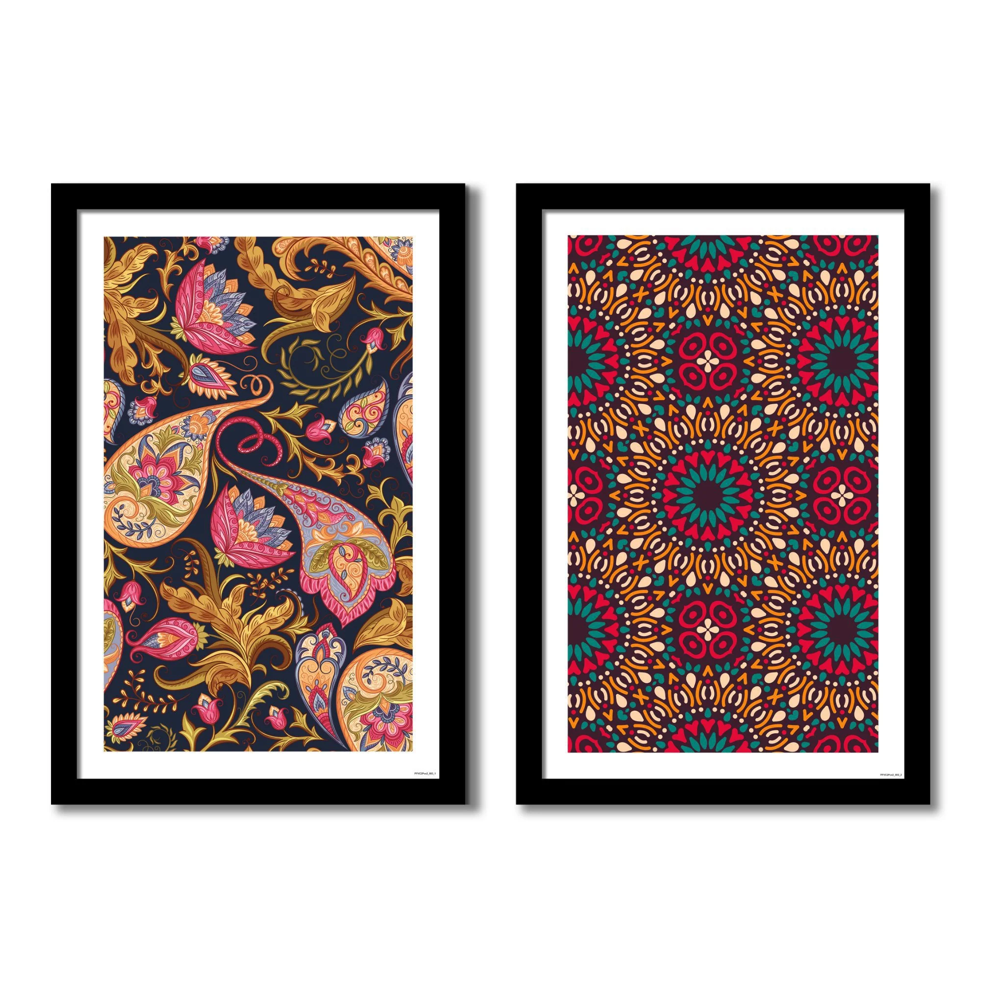 Paisley Art Pattern Quality Frame Painting of 2 Pieces - Image 3
