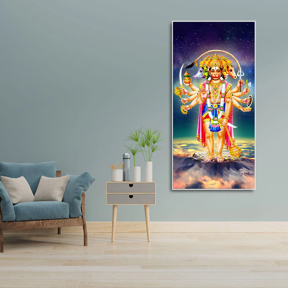 Panchmukhi Bajrangbali Beautiful Scenery Premium Canvas Wall Painting - Image 3