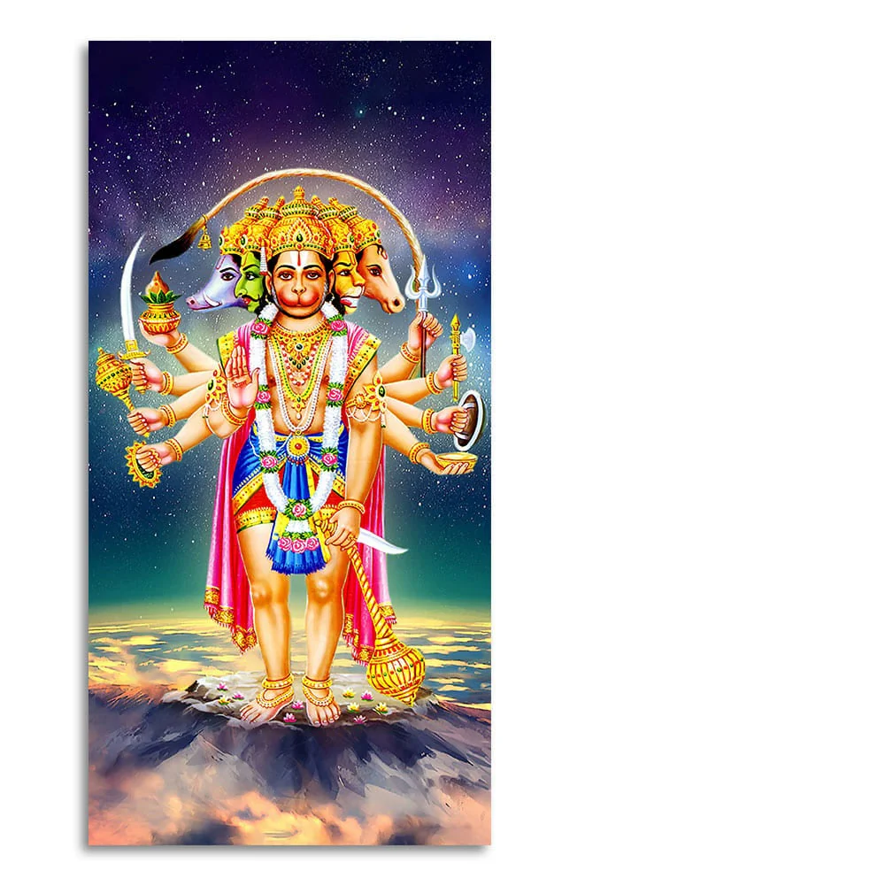Panchmukhi Bajrangbali Beautiful Scenery Premium Canvas Wall Painting - Image 4