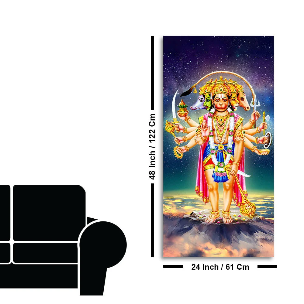 Panchmukhi Bajrangbali Beautiful Scenery Premium Canvas Wall Painting - Image 7
