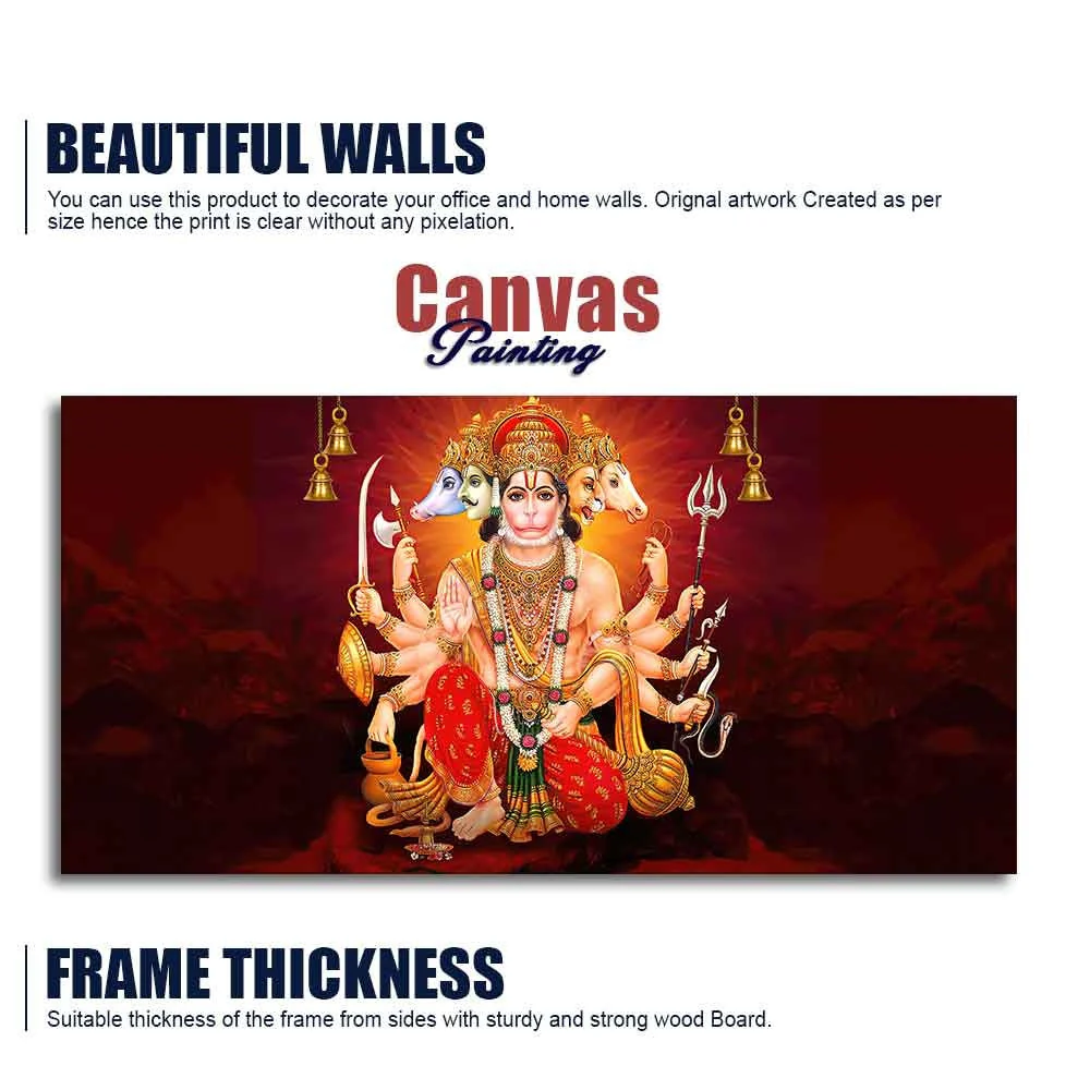 Panchmukhi Bajrangbali Canvas Wall Painting - Image 6