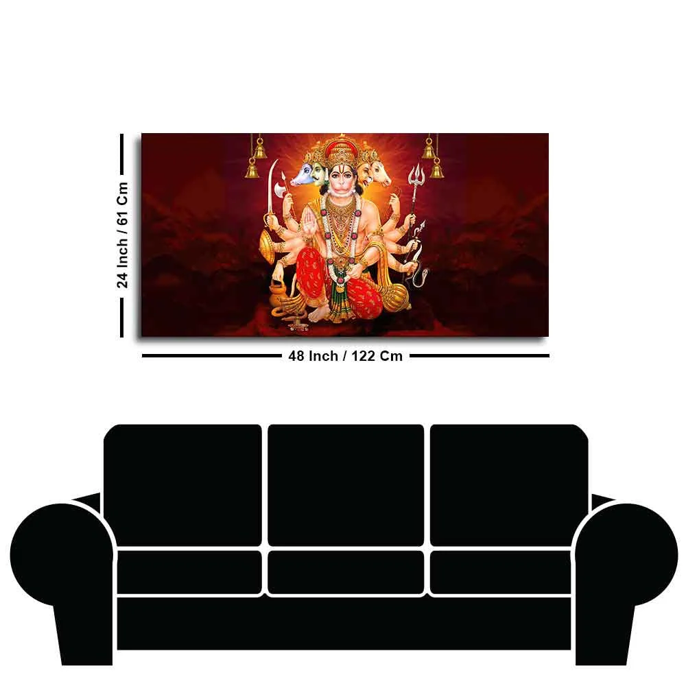 Panchmukhi Bajrangbali Canvas Wall Painting - Image 7