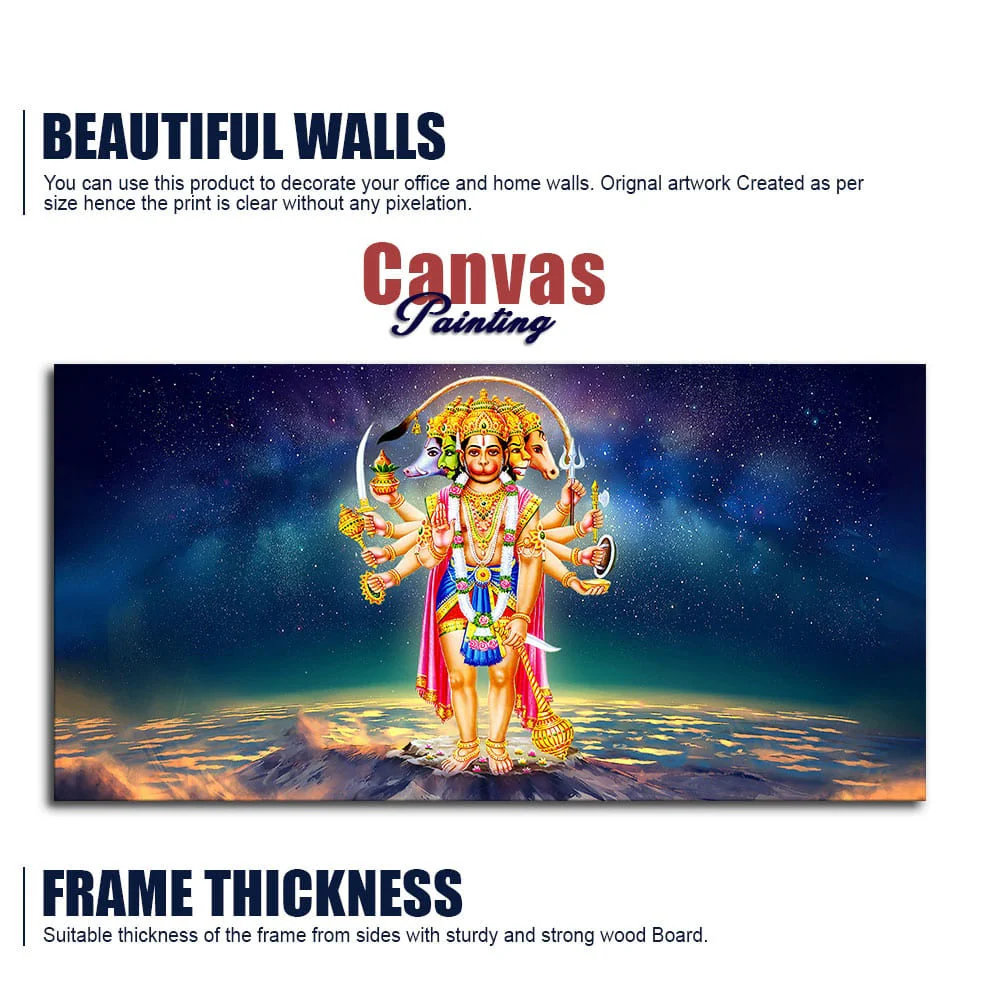 Panchmukhi Bajrangbali Scenery Premium Canvas Wall Painting - Image 6