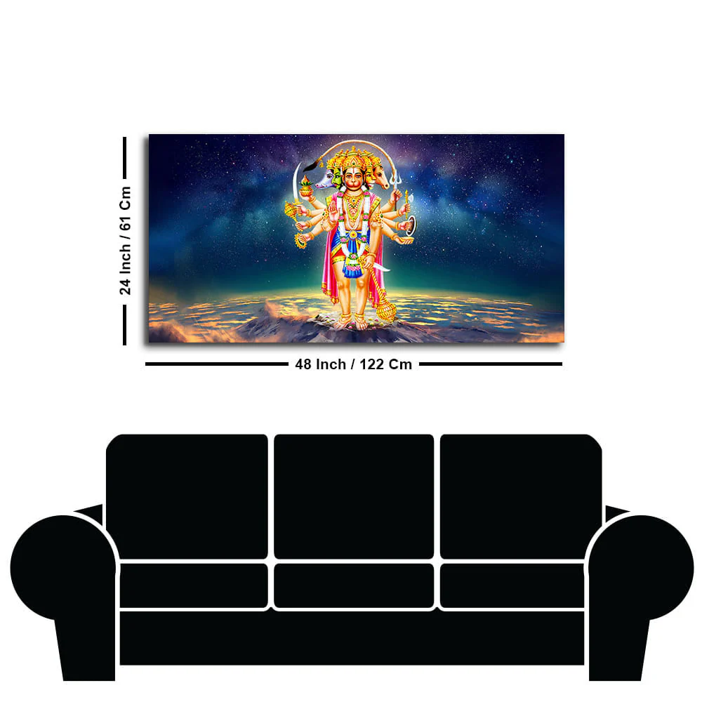 Panchmukhi Bajrangbali Scenery Premium Canvas Wall Painting - Image 7
