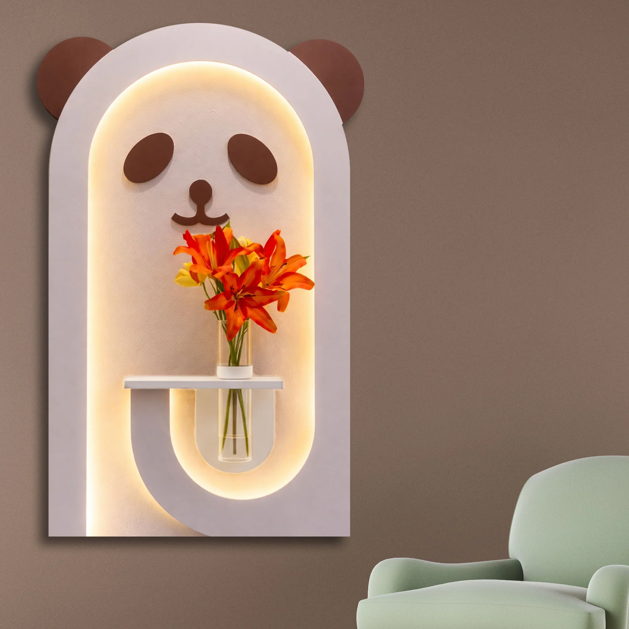 Panda Shaped LED Wall Décor for Kids Space