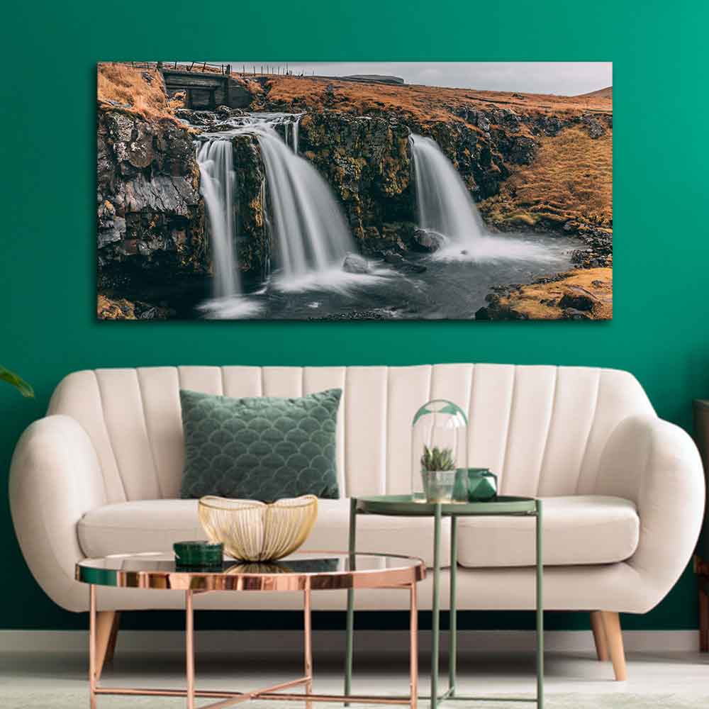 Panoramic Canvas Wall Painting of Amazing Waterfall in Iceland - Image 3