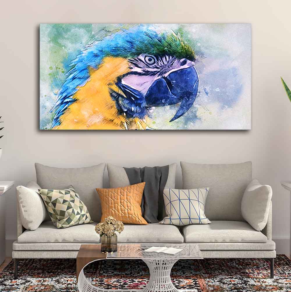 Parrot Watercolor Art Canvas Wall Painting - Image 2