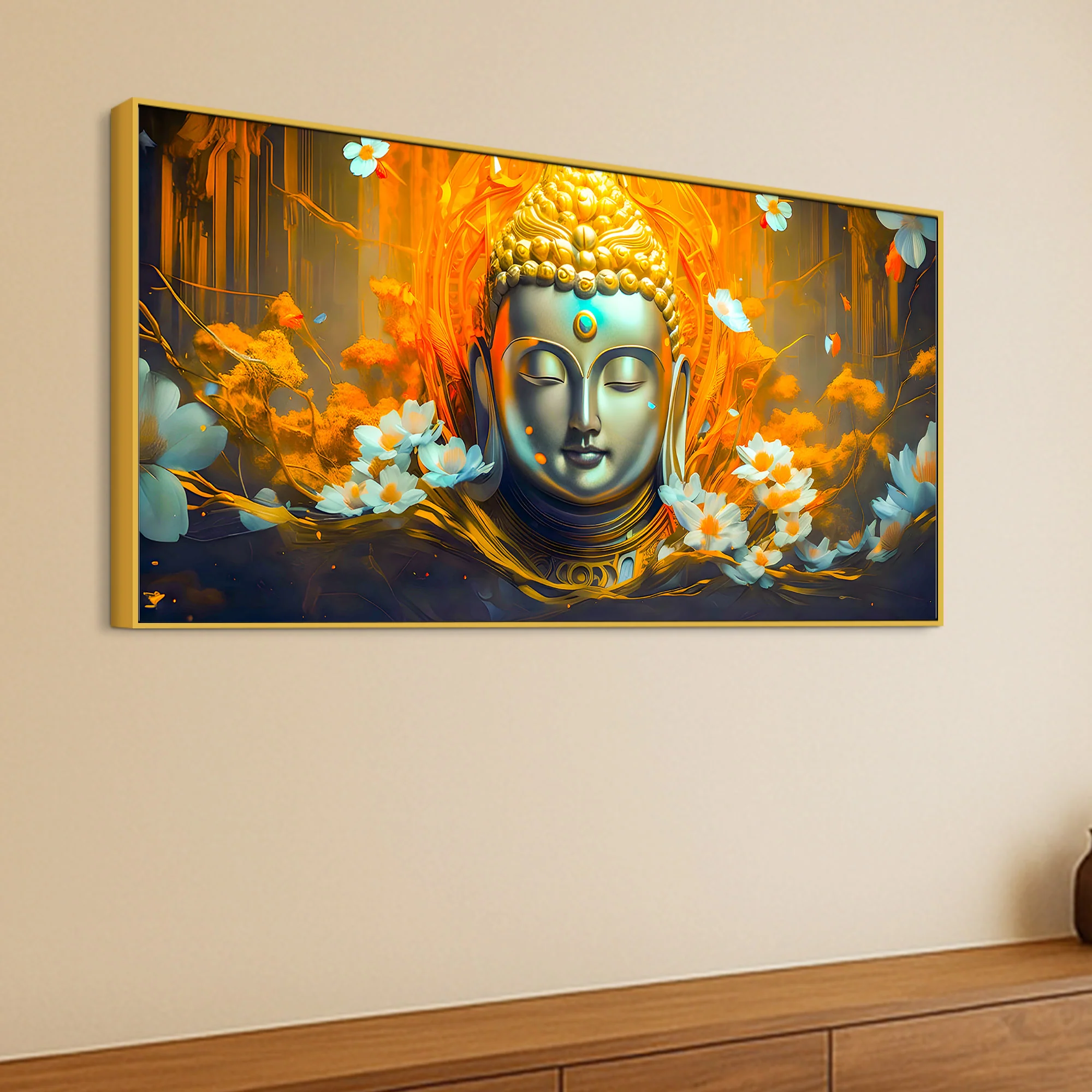 Peace & Calm Buddha Canvas Painting for Living Room Wall - Image 5