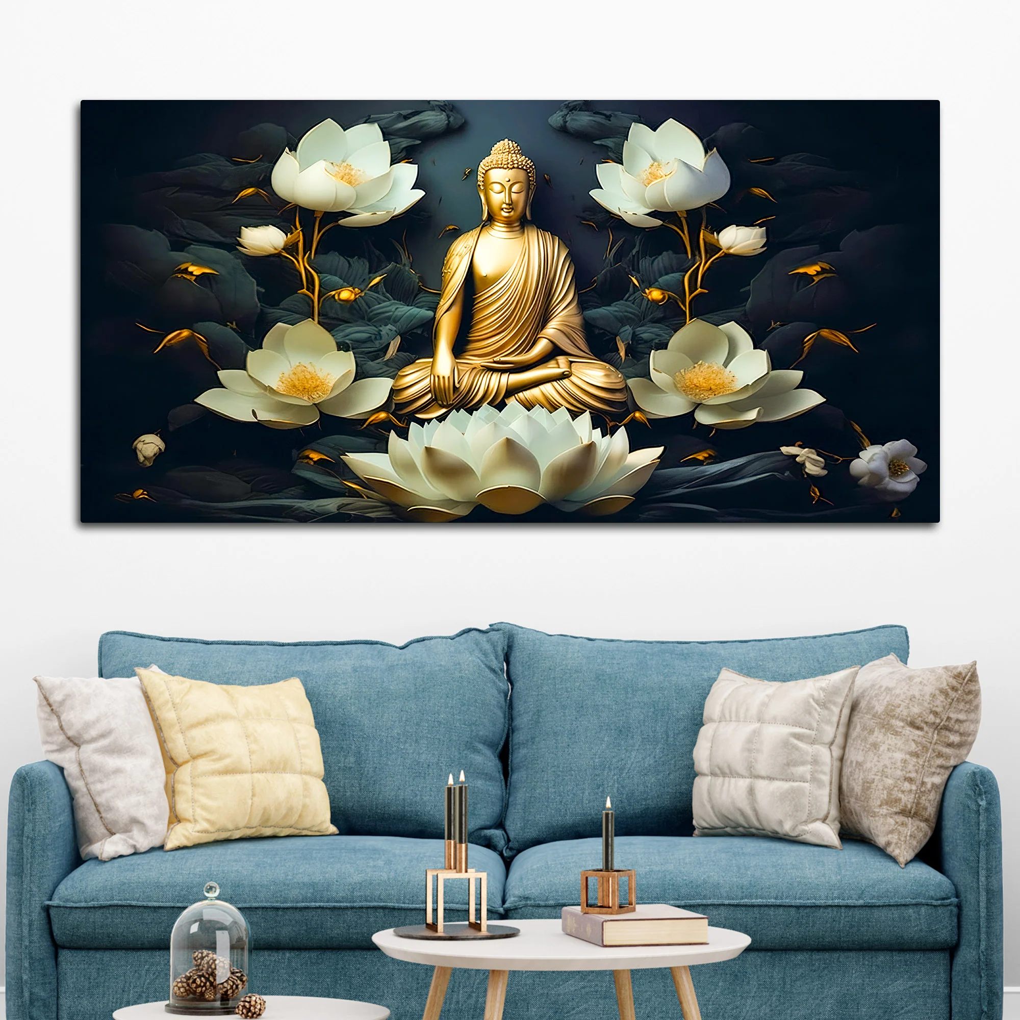 Peaceful Buddha Canvas Painting for Living Room & Bedroom - Image 3