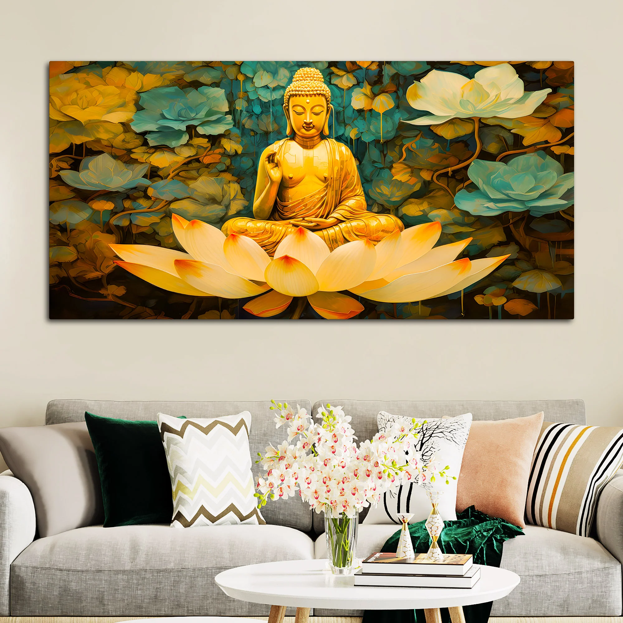Peaceful Buddha Canvas Painting for Modern Wall Décor - Image 3