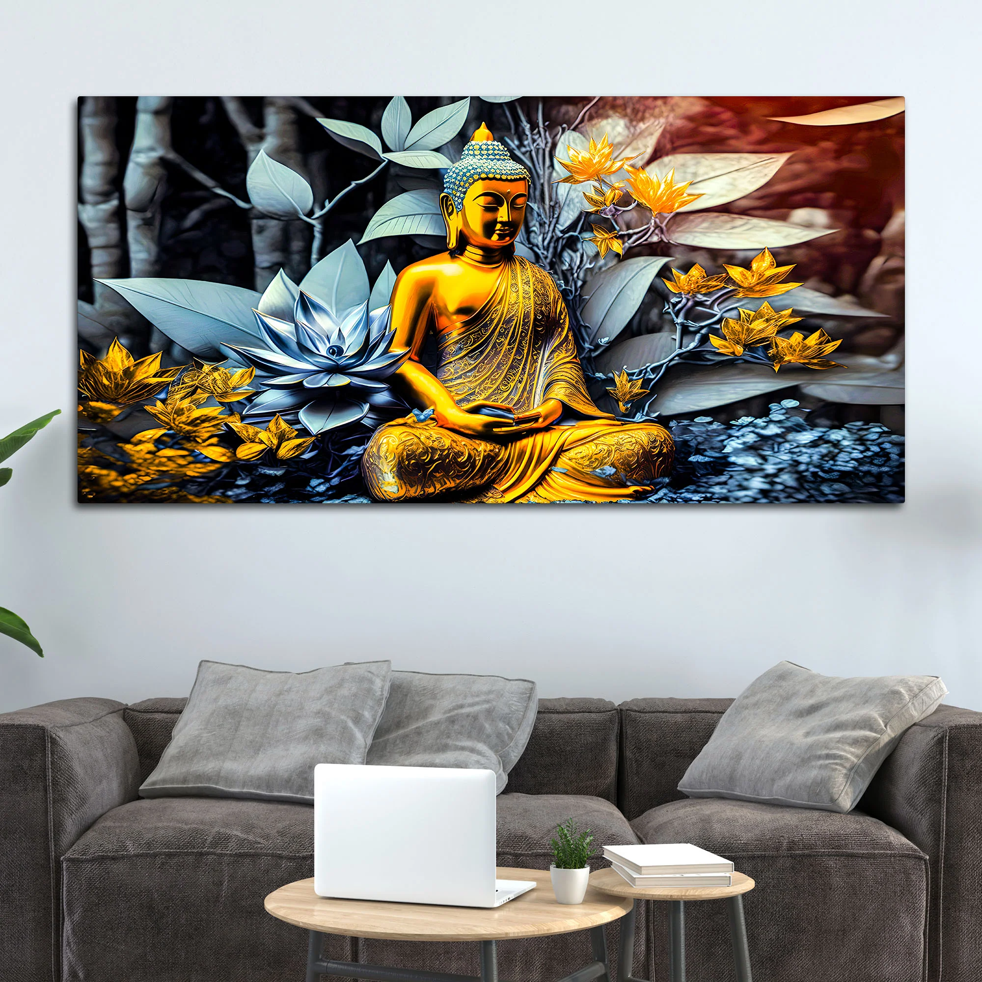 Peaceful Buddha Canvas Painting for Spiritual Home Decor - Image 3
