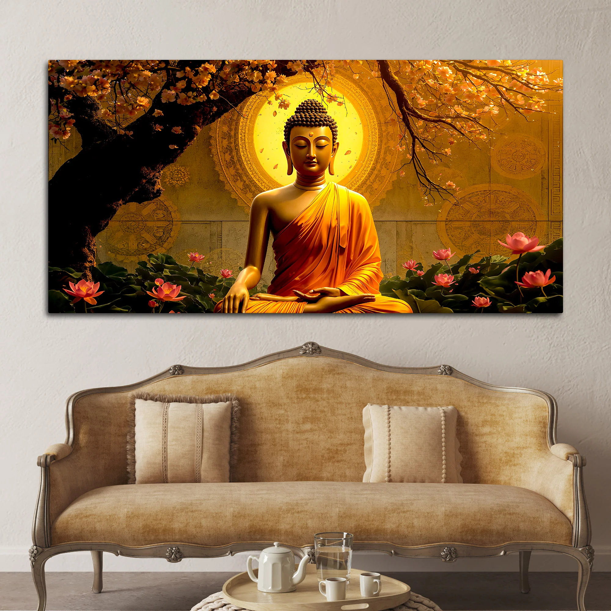 Peaceful Buddha Canvas Wall Painting - Image 3