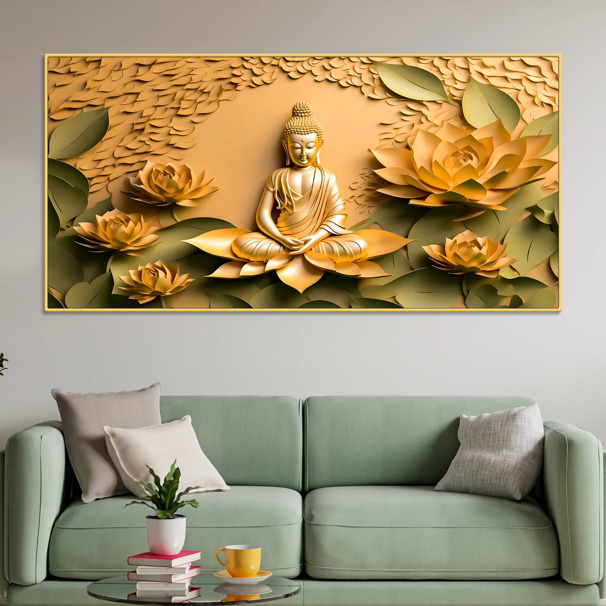 Peaceful Buddha Canvas Wall Painting for Living Room Decor