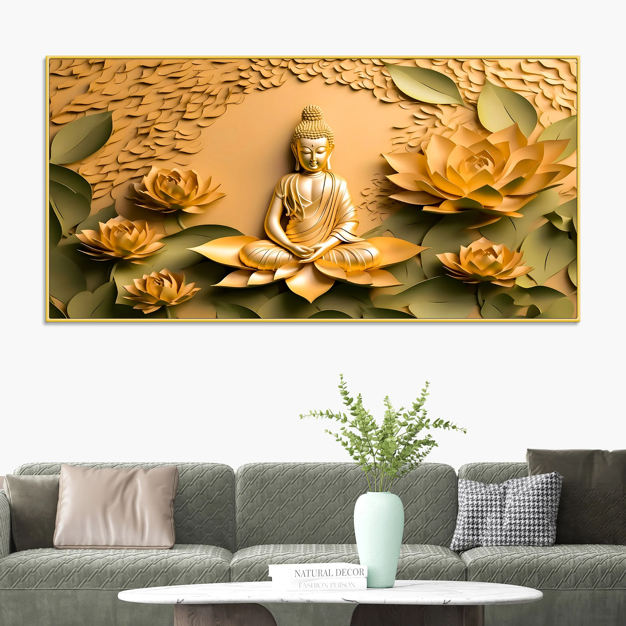 Peaceful Buddha Canvas Wall Painting for Living Room Decor - Image 2