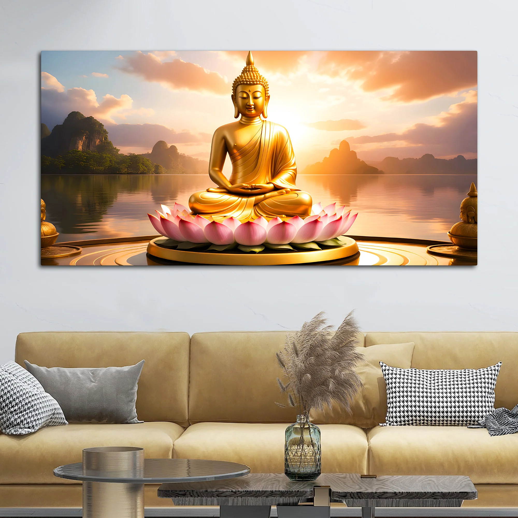 Peaceful Buddha Canvas Wall Painting for Modern Home Decoration - Image 3