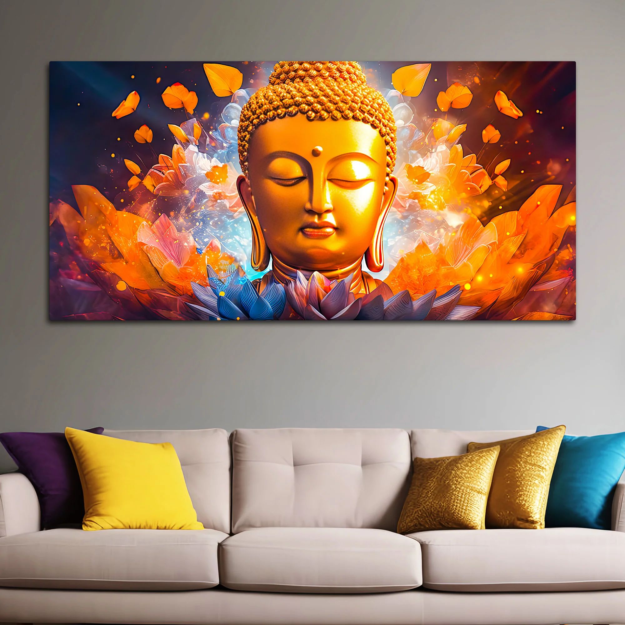 Peaceful Buddha Face Canvas Wall Painting for Decoration - Image 3