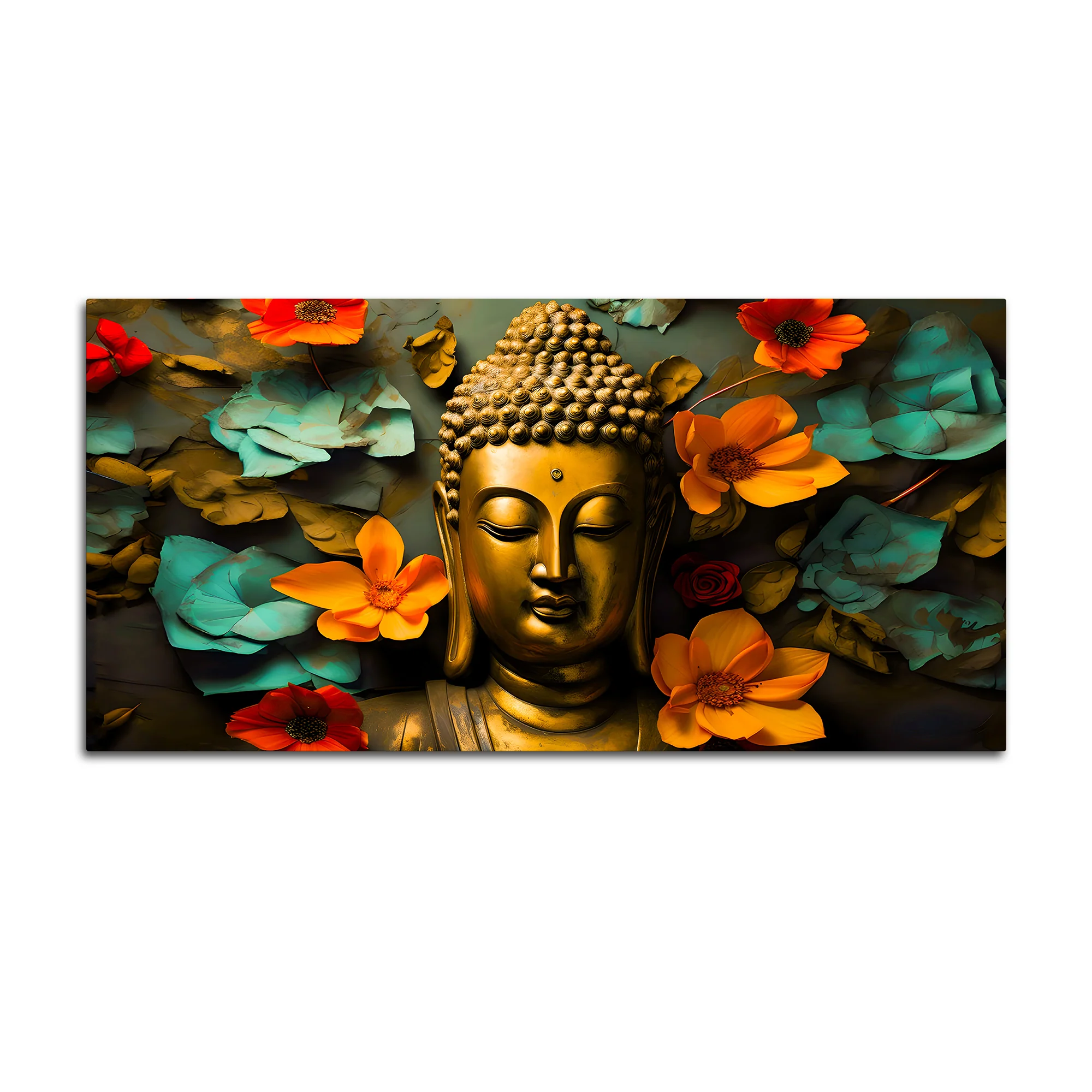 Peaceful Buddha Floral Canvas Painting for Living Room - Image 4
