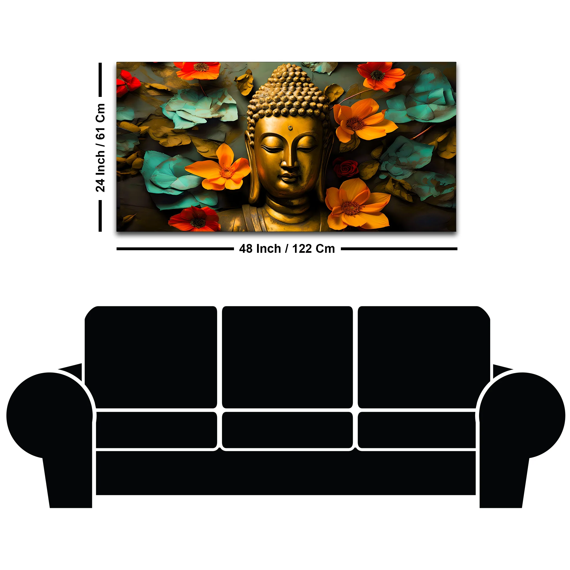 Peaceful Buddha Floral Canvas Painting for Living Room - Image 8