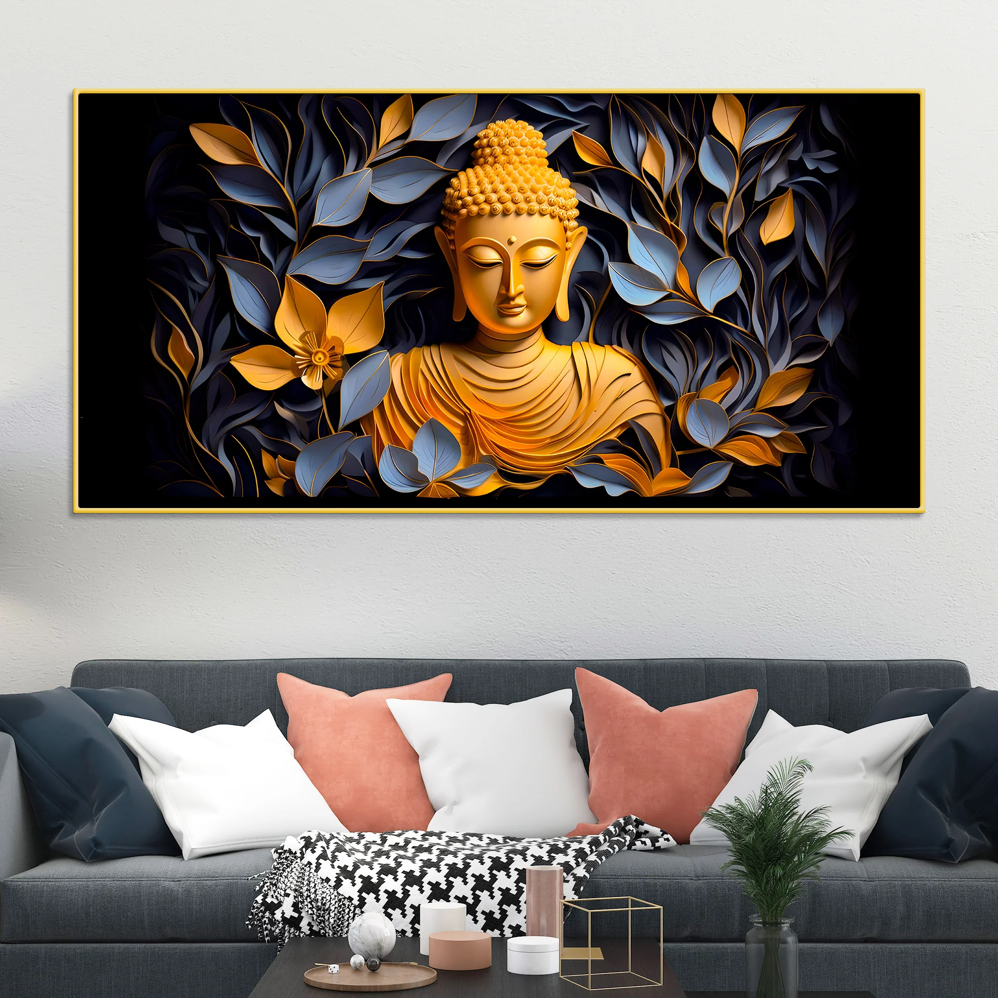 Peaceful Gautam Buddha Canvas Painting for Serene Home Décor
