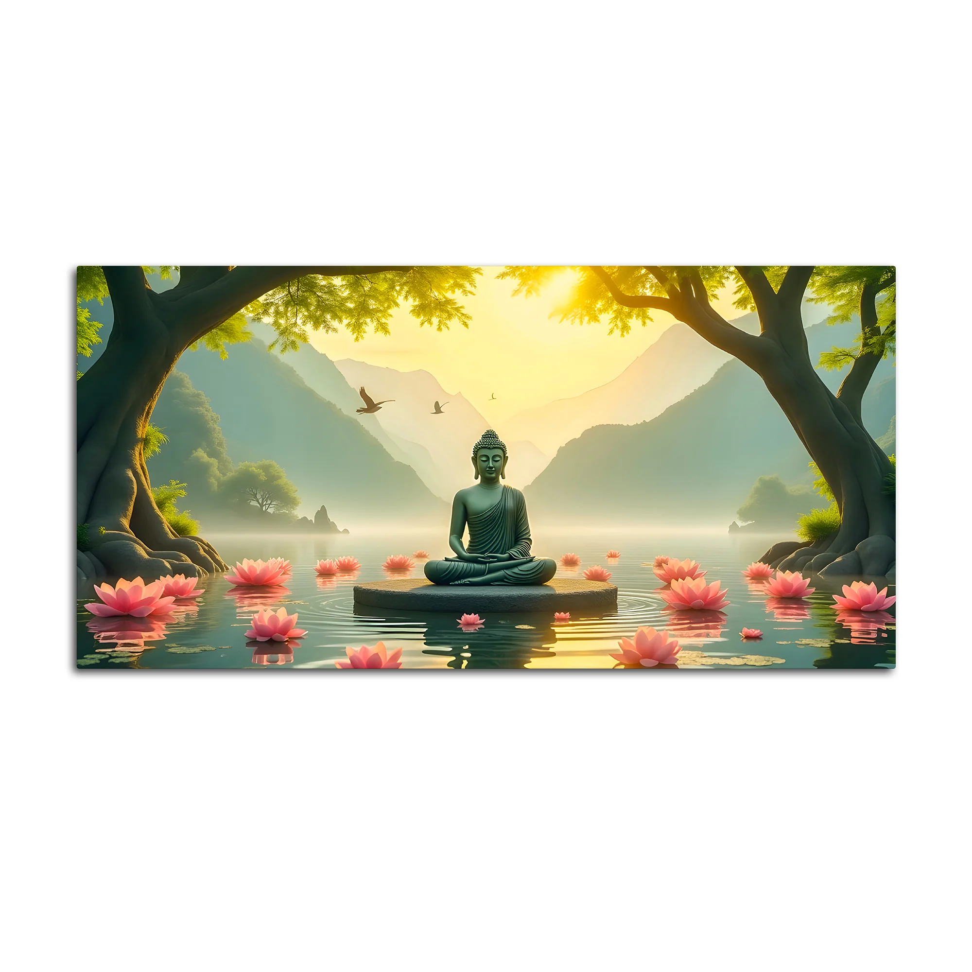 Peaceful Gautam Buddha Wall Painting on Canvas - Image 4