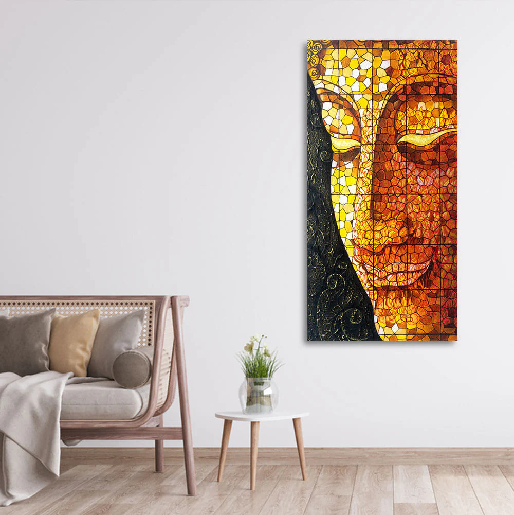 Peaceful Golden Buddha Texture art Canvas Wall Painting - Image 2