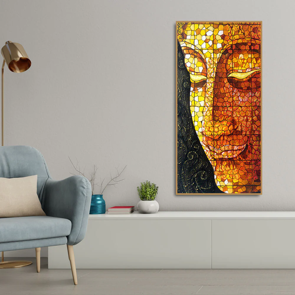 Peaceful Golden Buddha Texture art Canvas Wall Painting - Image 3