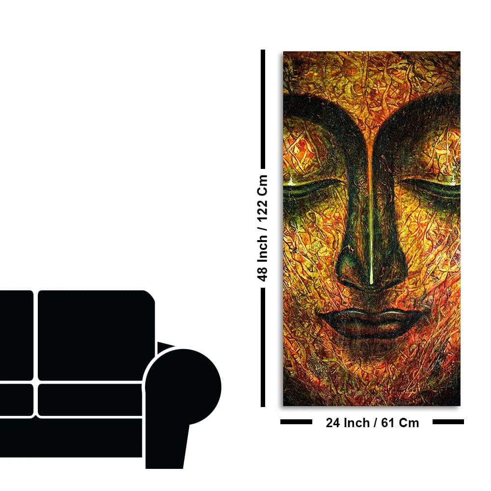 Peaceful Golden Textured Art Buddha Wall Painting - Image 7