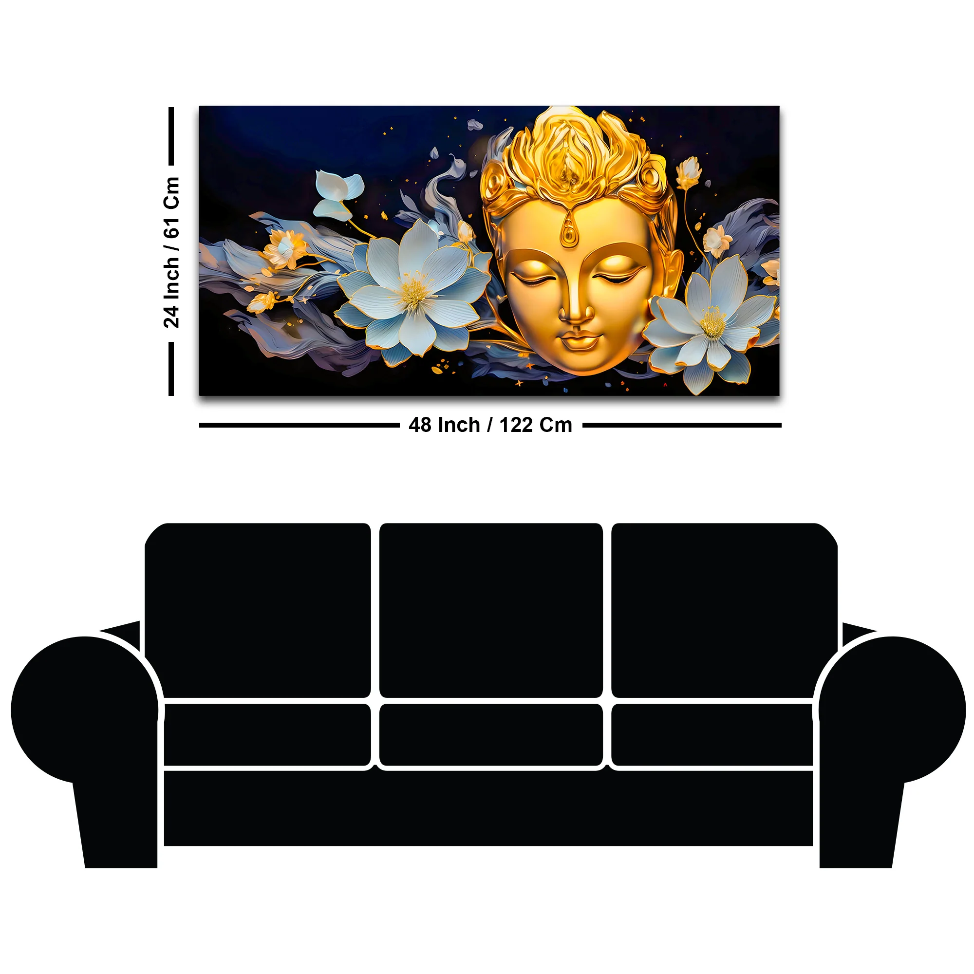 Peaceful Lord Buddha Canvas Painting for Modern Home - Image 8