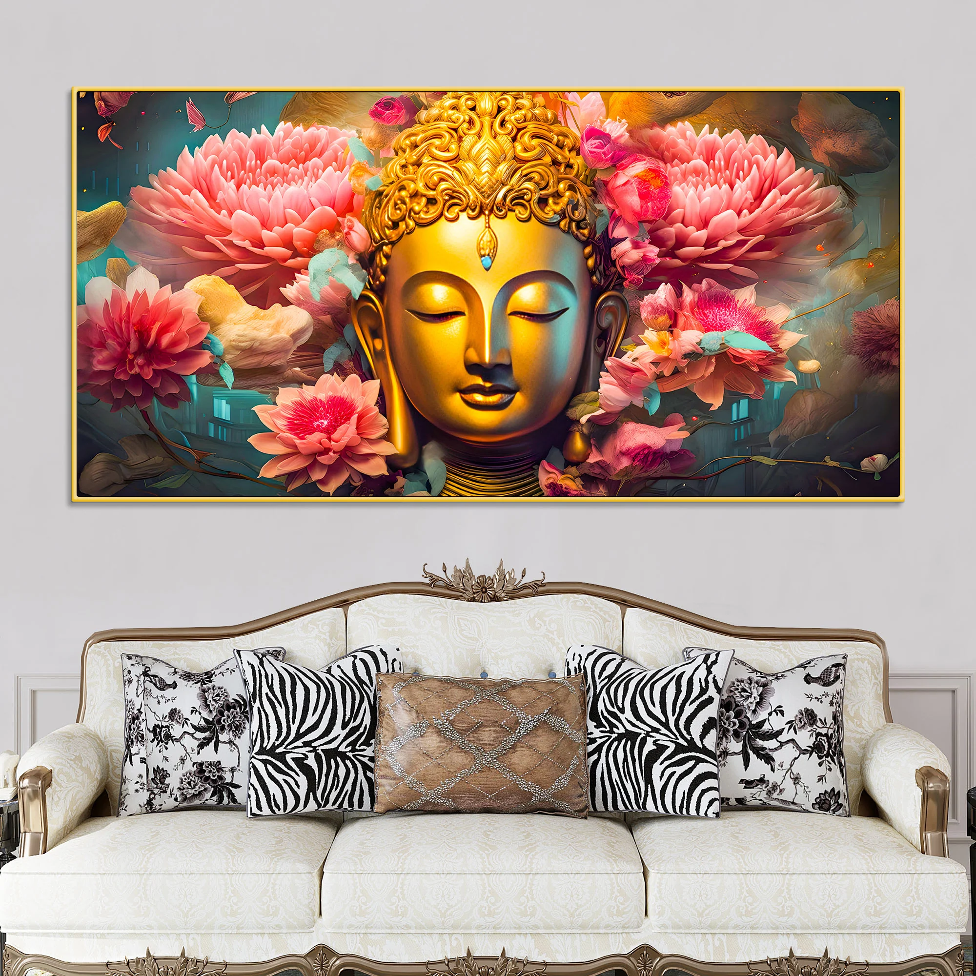 Peaceful Lord Buddha Wall Painting for Spiritual Home Decor - Image 2