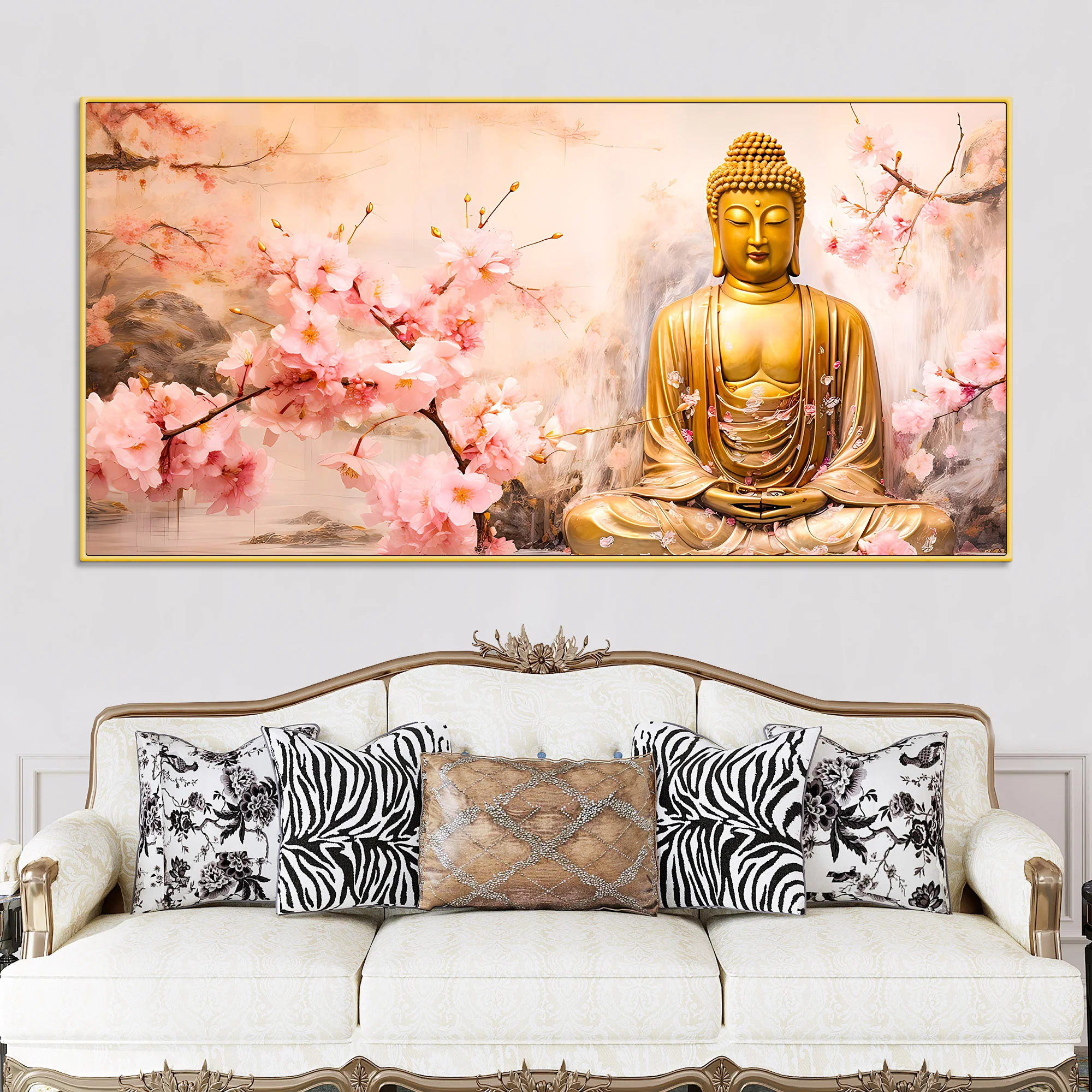 Peaceful Lord Buddha Wall Painting for Spiritual Interiors
