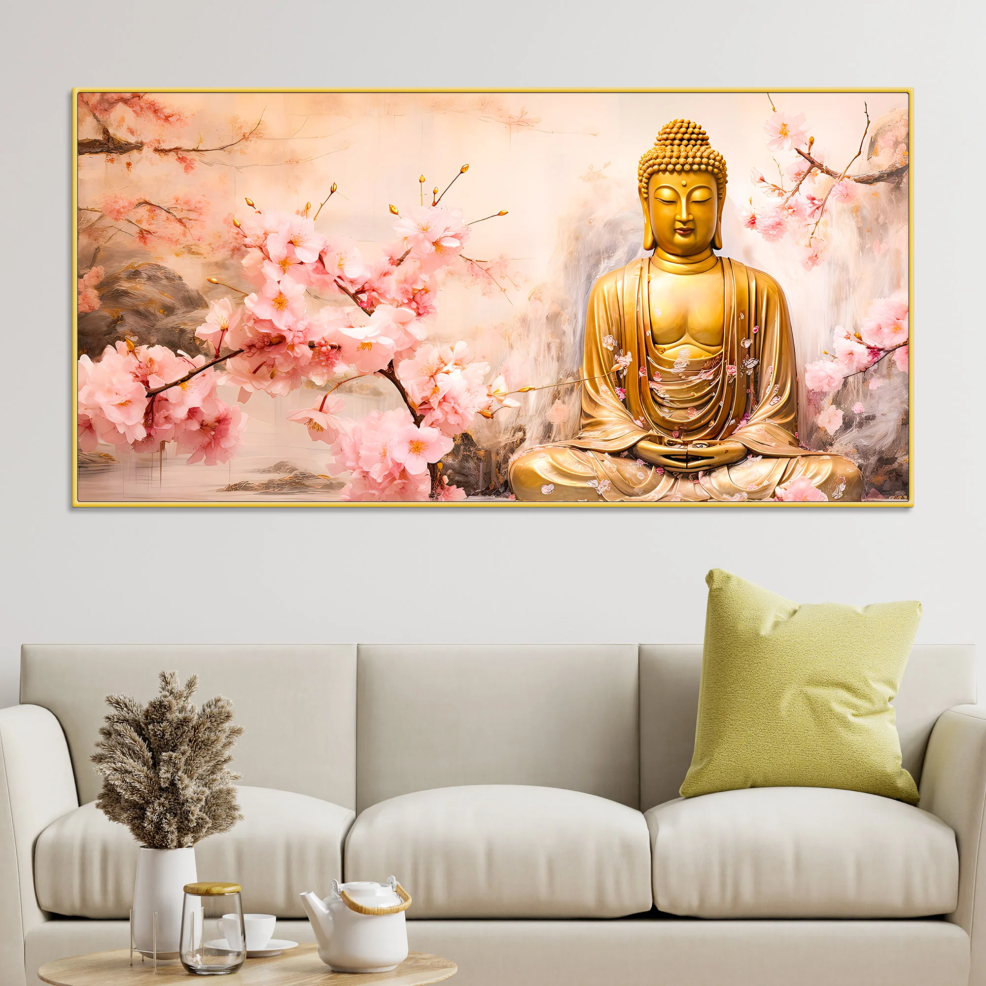 Peaceful Lord Buddha Wall Painting for Spiritual Interiors - Image 2