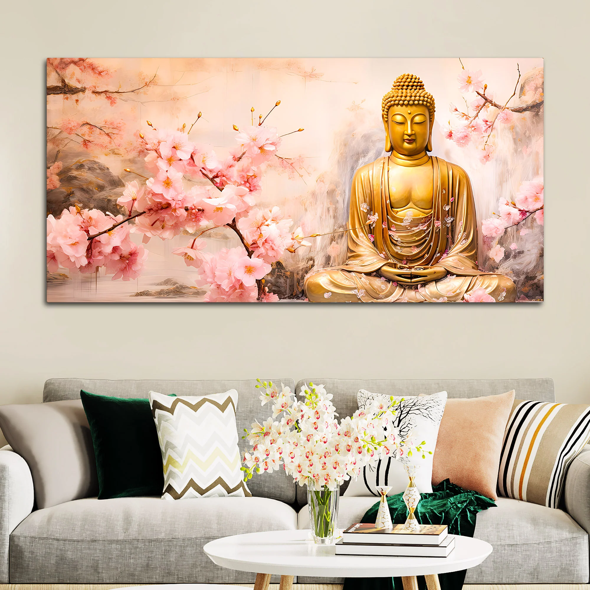 Peaceful Lord Buddha Wall Painting for Spiritual Interiors - Image 3