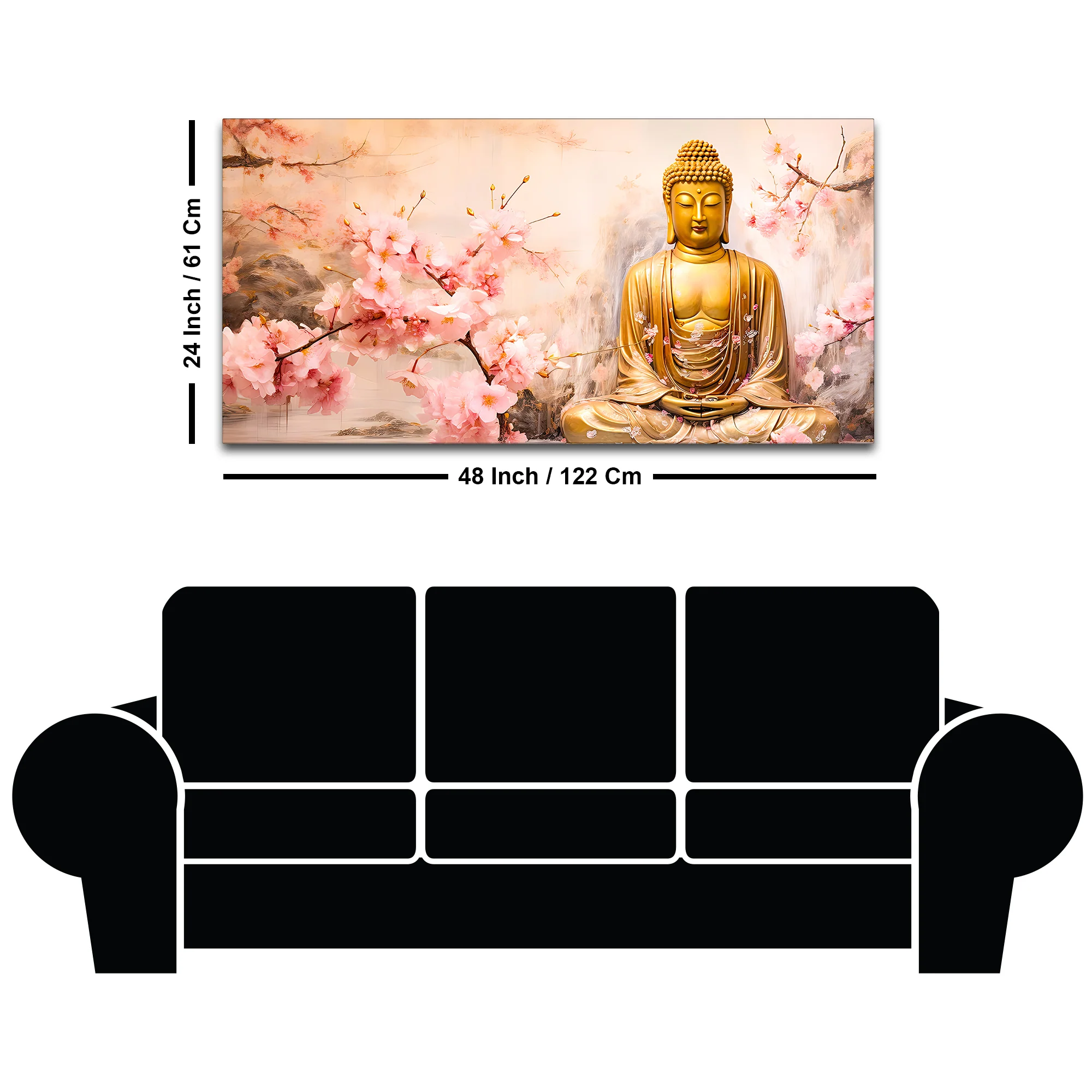 Peaceful Lord Buddha Wall Painting for Spiritual Interiors - Image 8