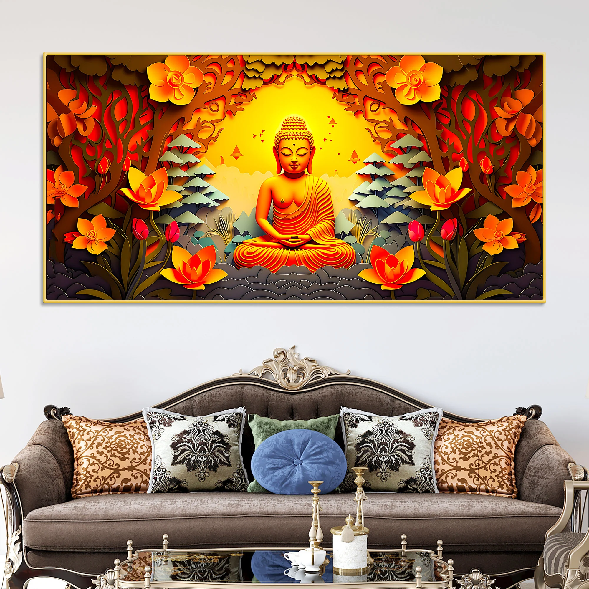 Peaceful Lord Buddha Wall Painting for Stylish Wall Décor - Image 2