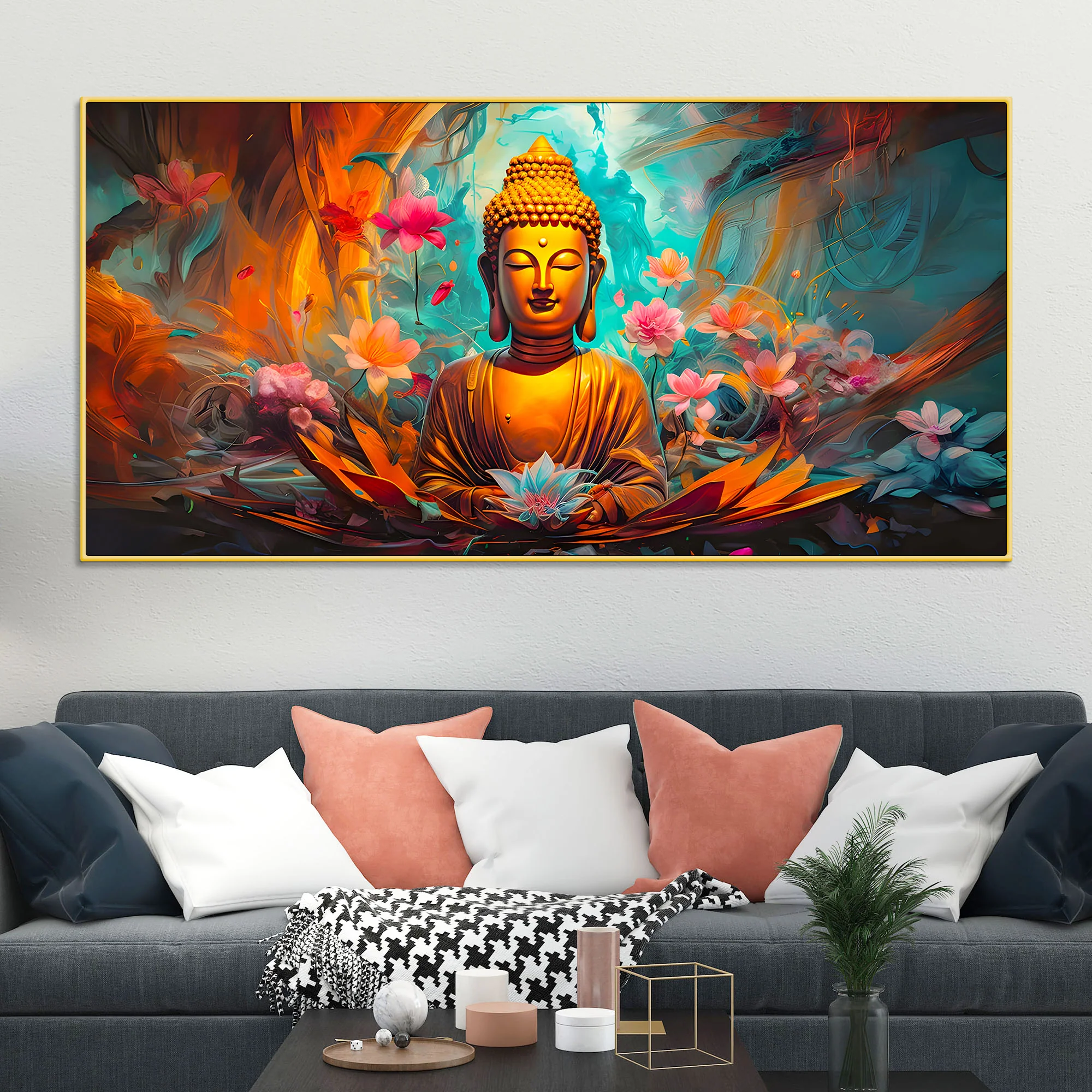 Peaceful Lord Gautam Buddha Canvas Painting