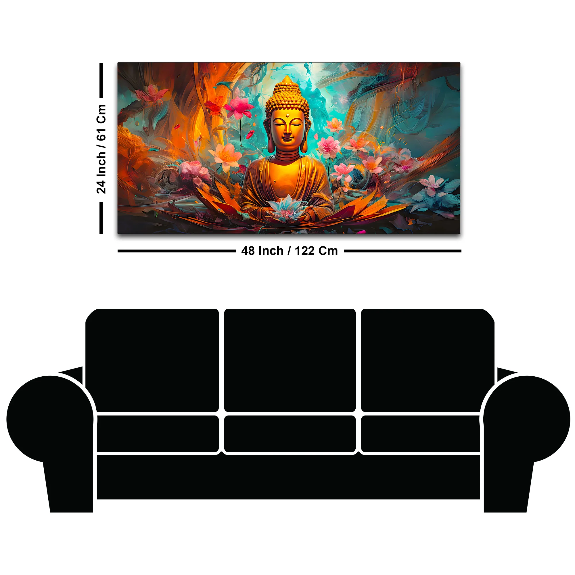Peaceful Lord Gautam Buddha Canvas Painting - Image 8