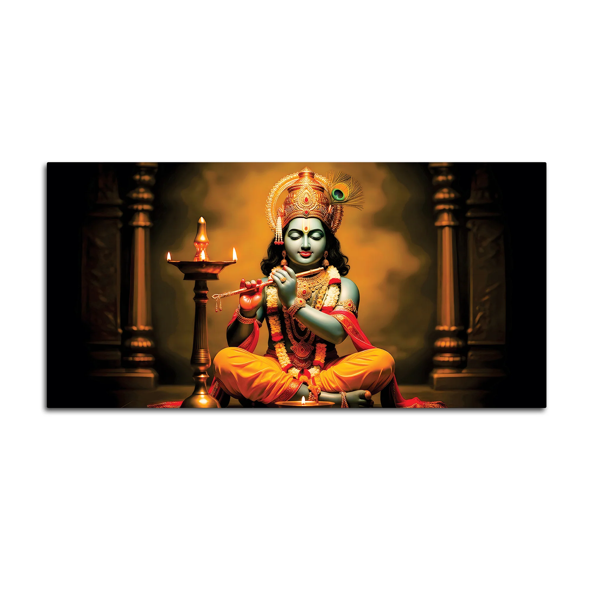 Peaceful Lord Krishna Canvas Painting for Home Decoration - Image 4