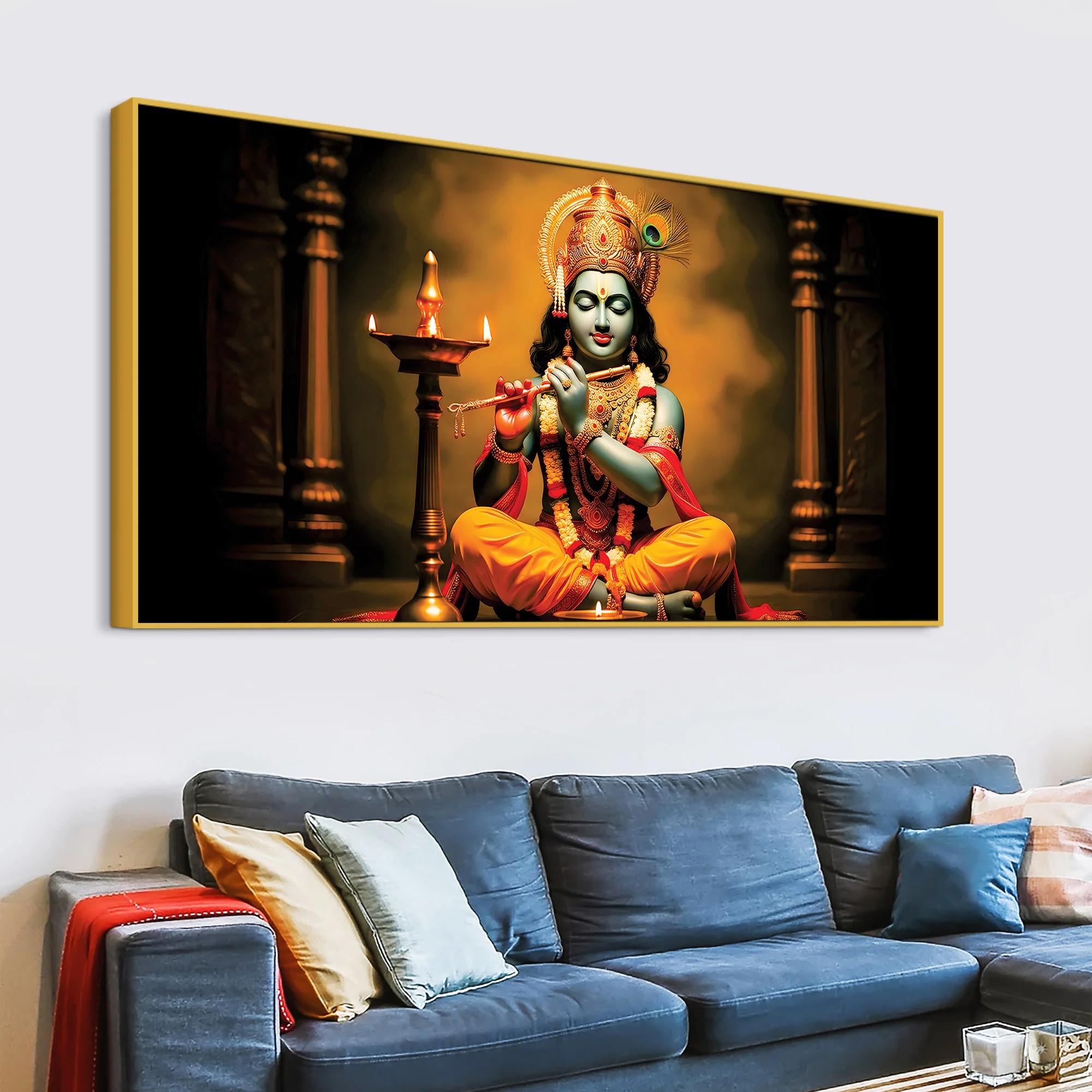 Peaceful Lord Krishna Canvas Painting for Home Decoration - Image 5