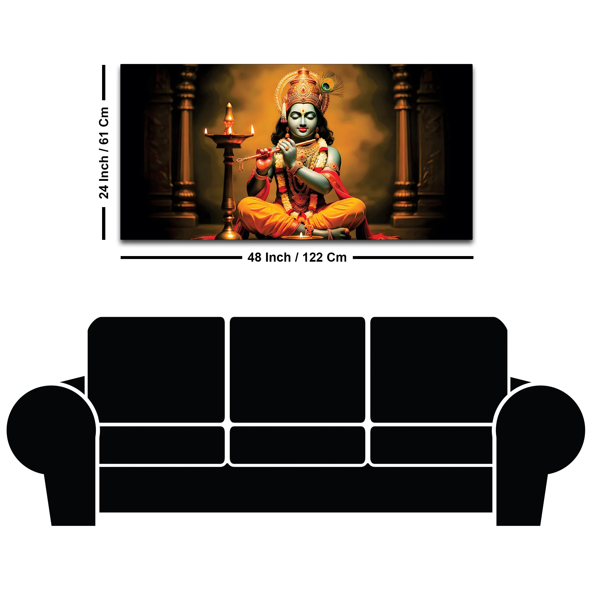 Peaceful Lord Krishna Canvas Painting for Home Decoration - Image 8
