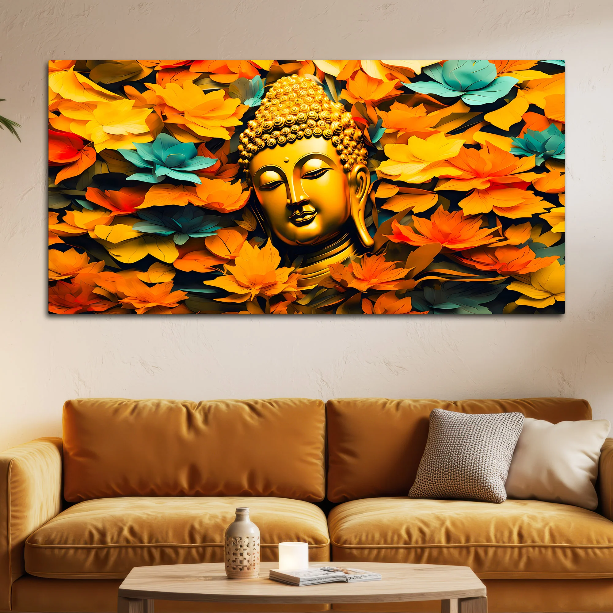 Peaceful & Spiritual Buddha Wall Painting for Home Décor - Image 3
