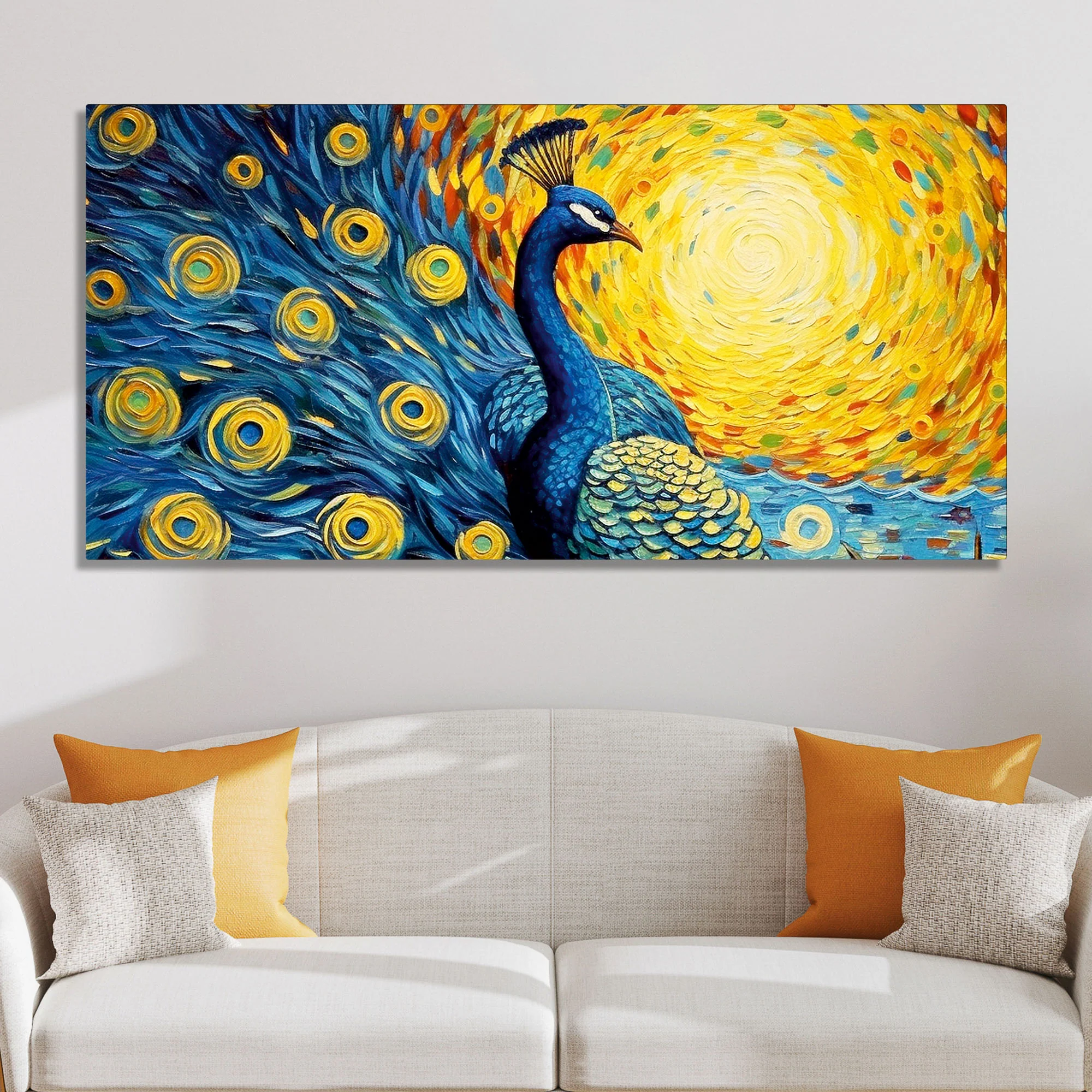Peacock with Beautiful Feather Canvas Wall Painiting - Image 3