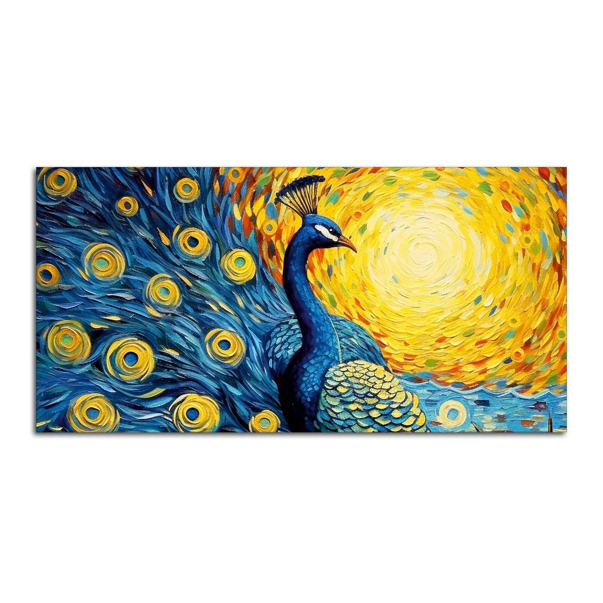 Peacock with Beautiful Feather Canvas Wall Painiting - Image 4