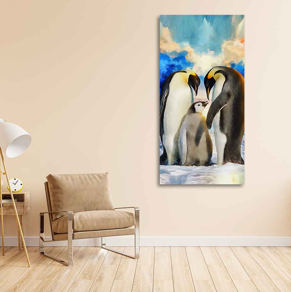 Penguins Family Canvas Wall Painting - Image 3