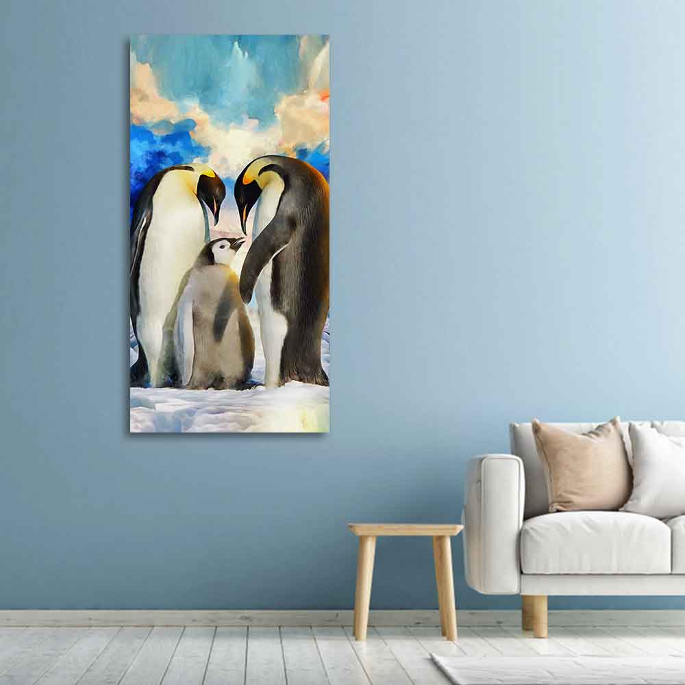 Penguins Family Canvas Wall Painting - Image 4