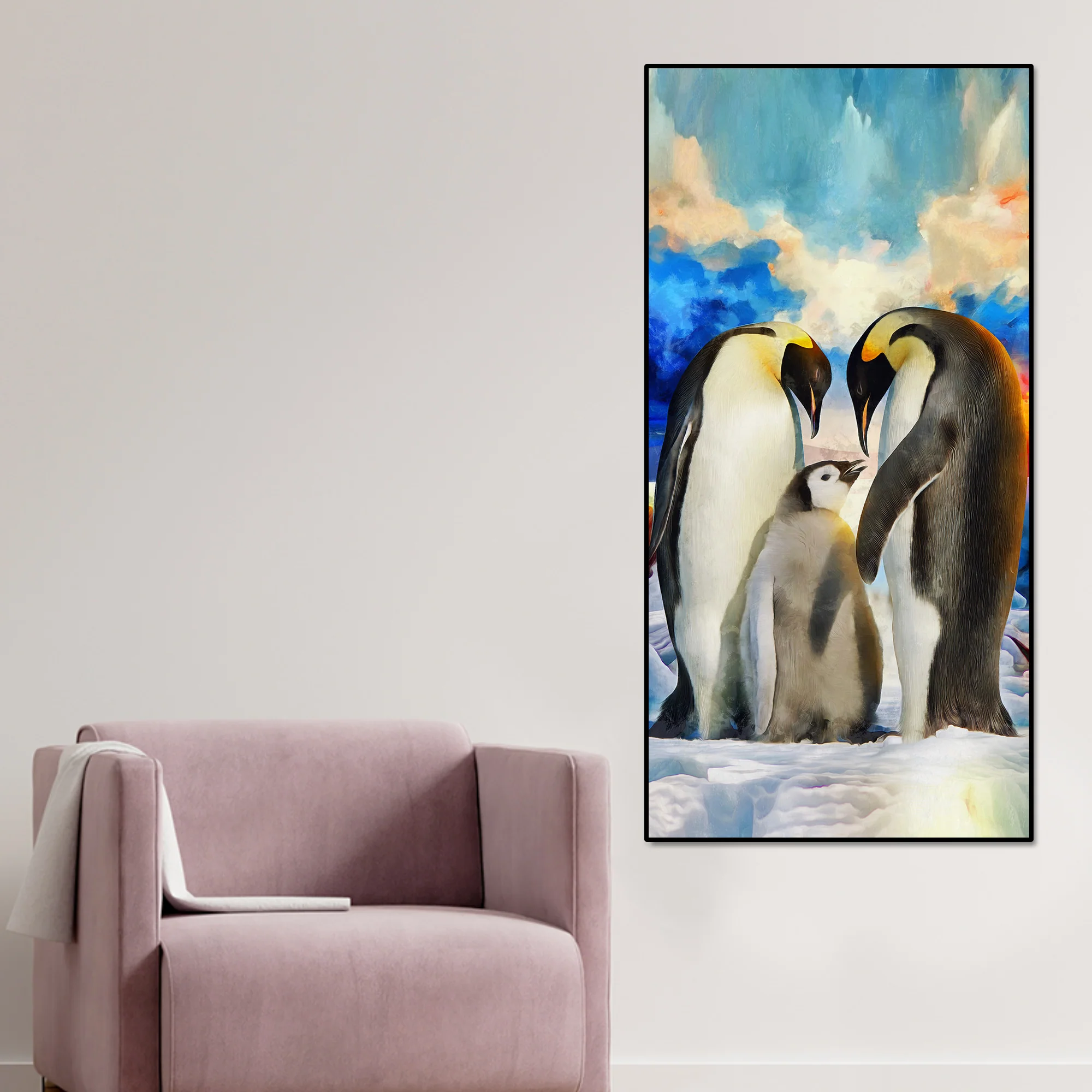 Penguins Family Canvas Wall Painting - Image 5