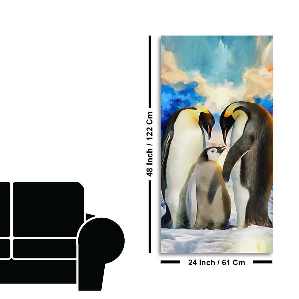 Penguins Family Canvas Wall Painting - Image 9