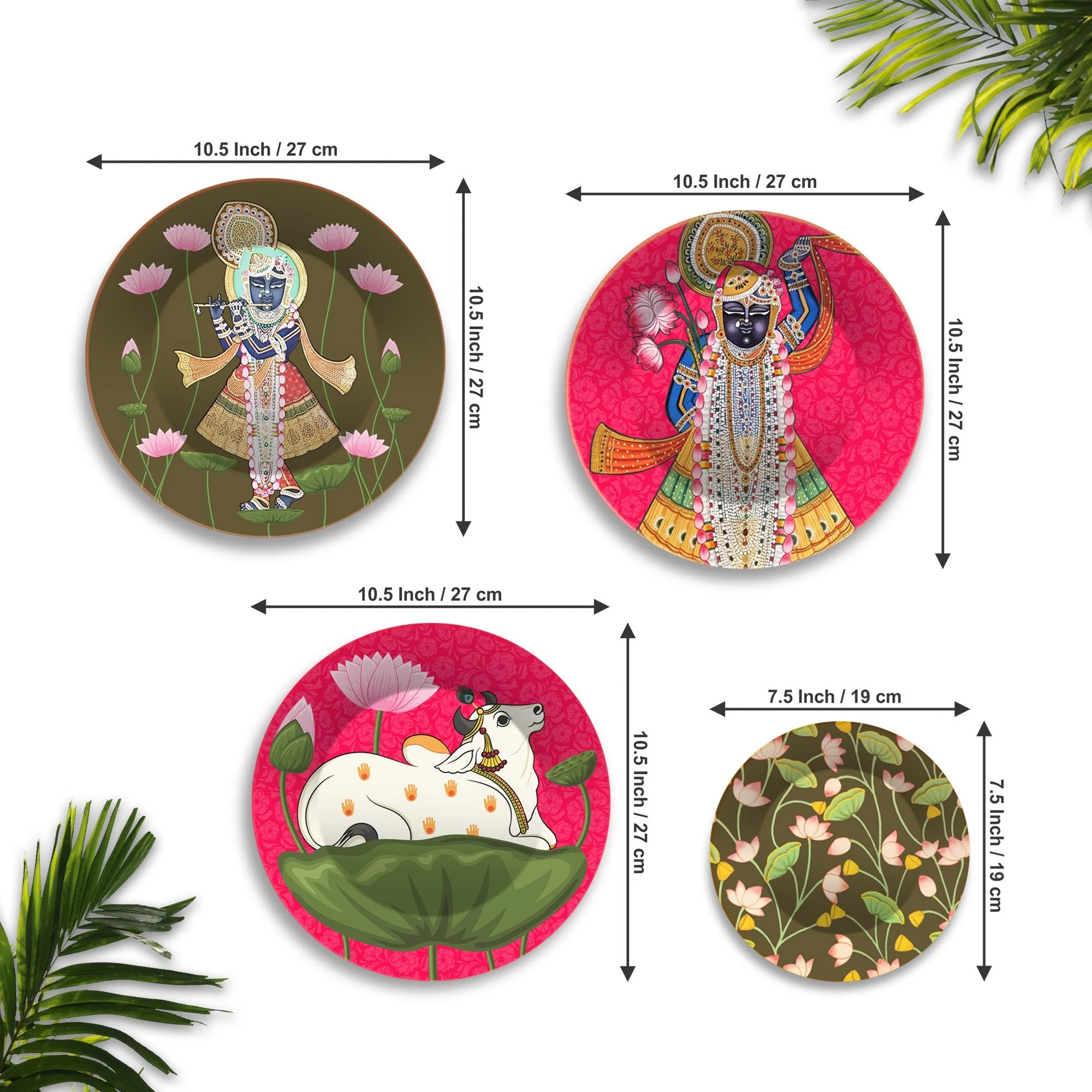 Pichwai Art of Shrinath ji Wall Plates Painting Set of Four - Image 6