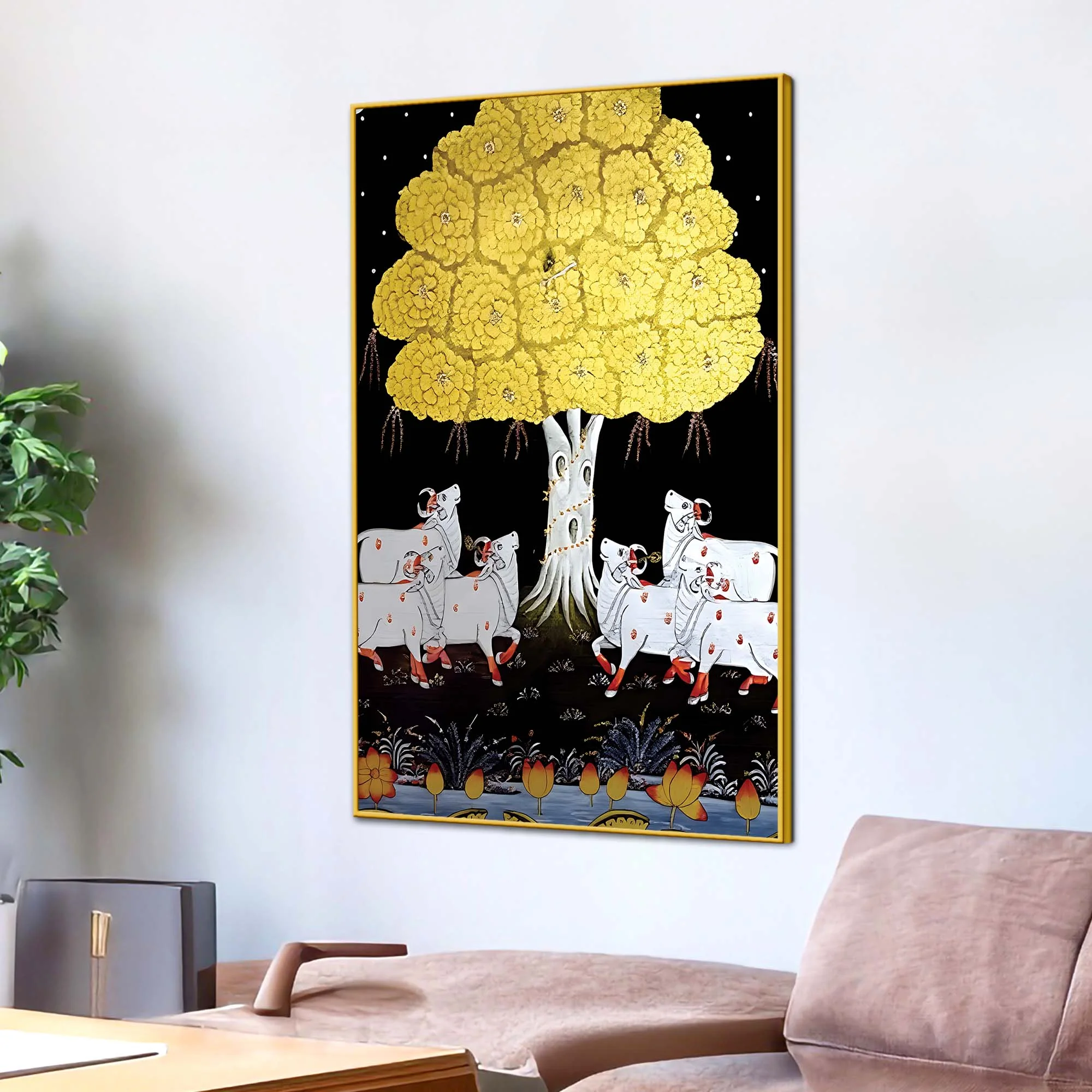 Pichwai Cow Canvas Painting | Ethnic Indian Décor - Image 3