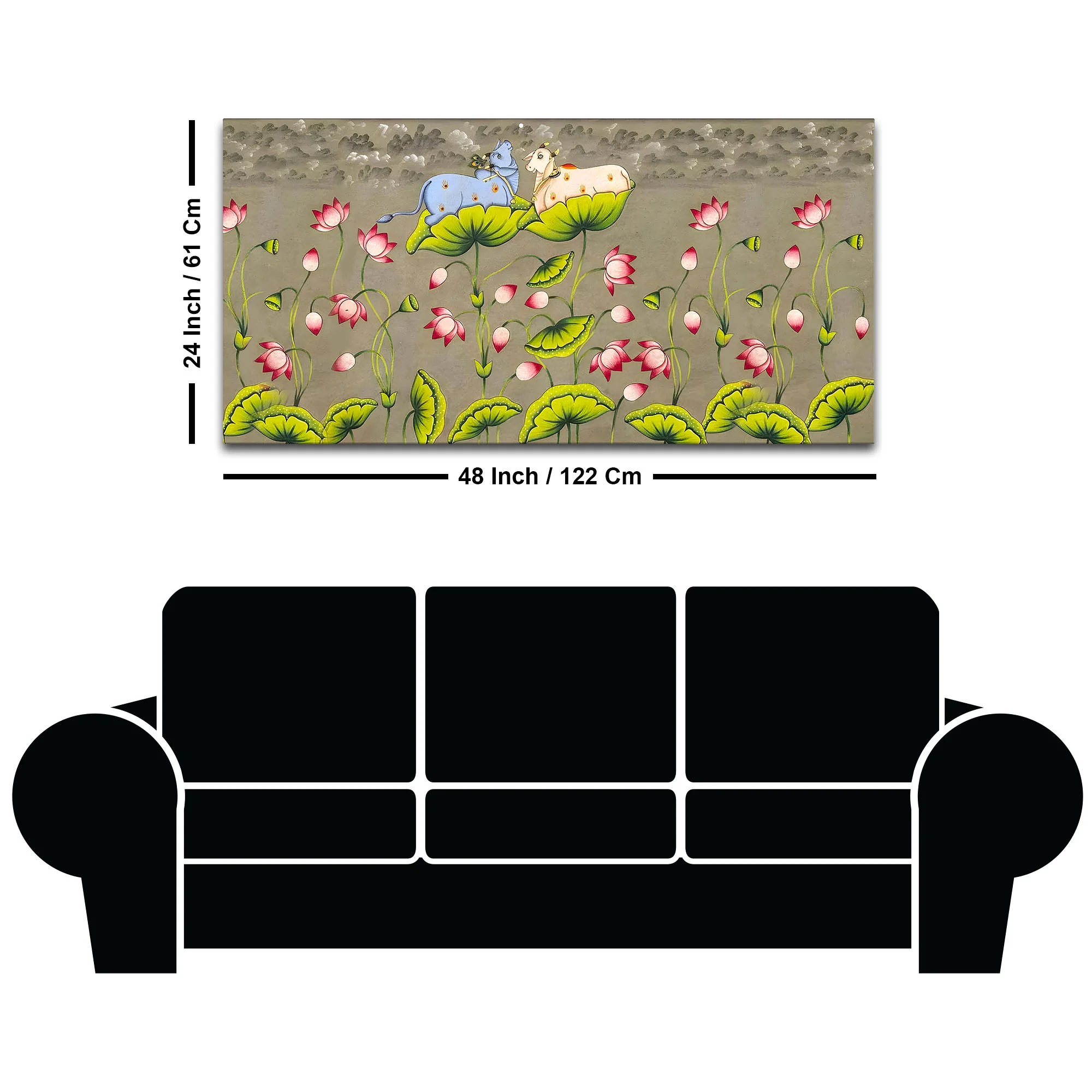 Pichwai Cow Canvas Painting – Traditional Indian Wall Art - Image 8