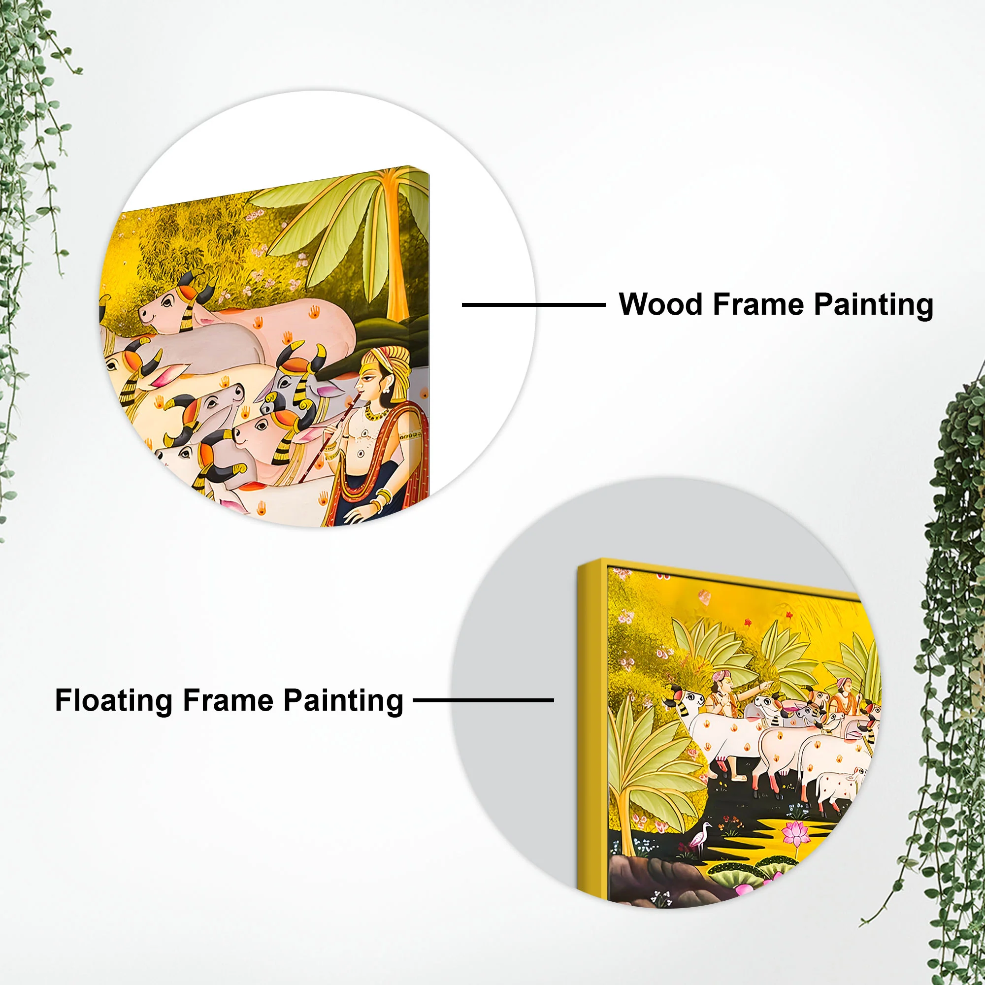 Pichwai Krishna with Sacred Cows Canvas Painting | Traditional Indian Wall Art - Image 7